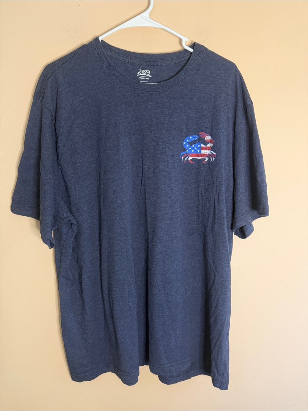 Izod Navy Short-Sleeve Tee with American Flag Crab Graphic